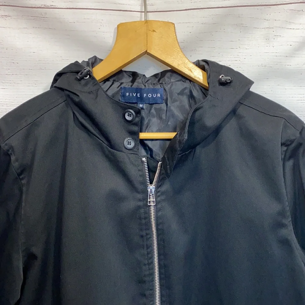 Men's black Five Four brand hooded jacket - zip front with pockets Medium - Picture 2 of 10